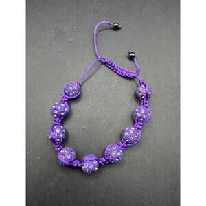 Solid Heavy Energy Healing Grape Crystal Pave Ball Beads Macrame Bracelet